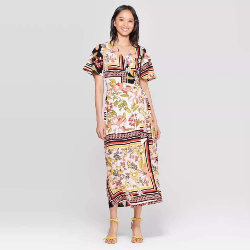NWOT Who What Wear Printed Wrap Dress